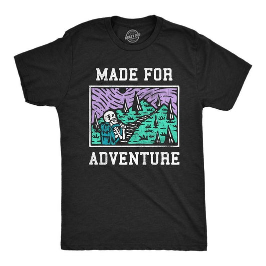 Mens Made for Adventure T Shirt Funny Hiking Outdoors Camping Lovers Tee for Guys Mens Funny T Shirts Cool Tees Soft Stylish Casual Menswear Funny Camping Short Sleeve Novelty Tees for Guys Black -