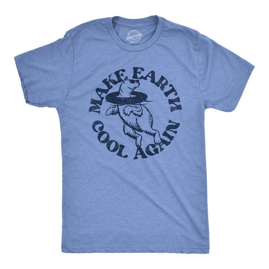 Mens Make Earth Cool Again T Shirt Funny Polar Bear Inner Tube Relaxing Graphic Novelty Tee For Guys Mens Funny T Shirts...