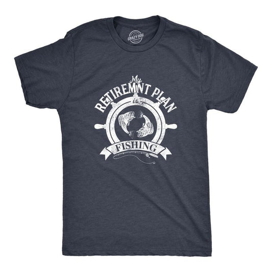 Mens My Retirement Plan Fishing T shirt Funny Fisherman Gift Party Novelty Tee Mens Funny T Shirts Cool Tees Soft Stylish Casual Menswear Office Apparel for Men Funny Fishing Short Sleeve Novelty Tees Navy -
