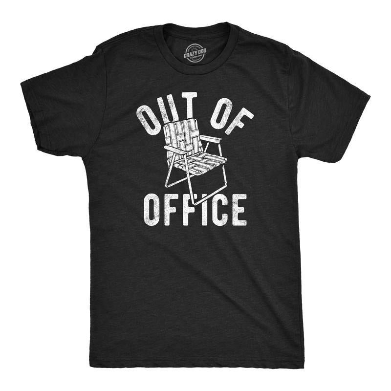 Mens Out Of Office Lawn Chair Funny T Shirts Sarcastic Vacation Tee For Men Mens Funny T Shirts Cool Tees Soft Stylish...