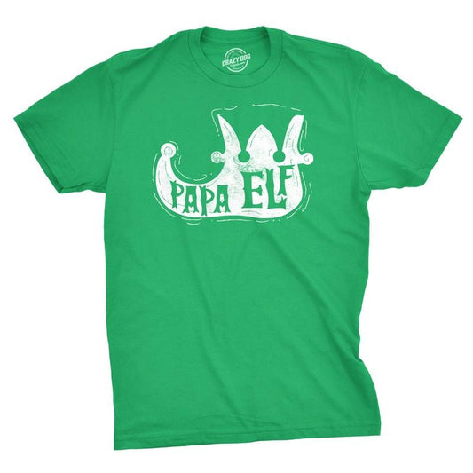 Mens Papa Elf Shoe T Shirt Cute Christmas Santas Helper Tee For Guys Mens Funny T Shirts Cool Tees Soft Stylish Casual Menswear Christmas Apparel for Men Funny Dad Joke Short Sleeve Novelty Tees for Green