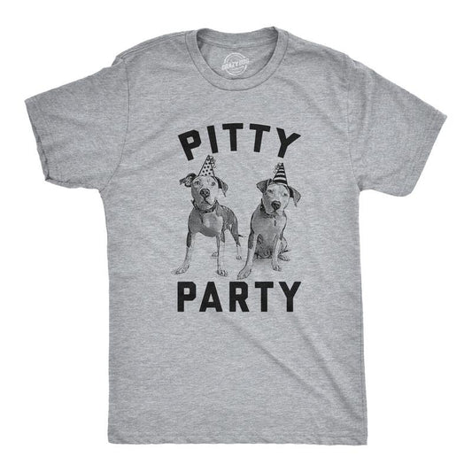 Mens Pitty Party T Shirt Cute Pitbull Dog Tee Gift for Pet Owner Mens Funny T Shirts Cool Tees Soft Stylish Casual Menswear Funny Dog Short Sleeve Novelty Tees for Guys Light Grey
