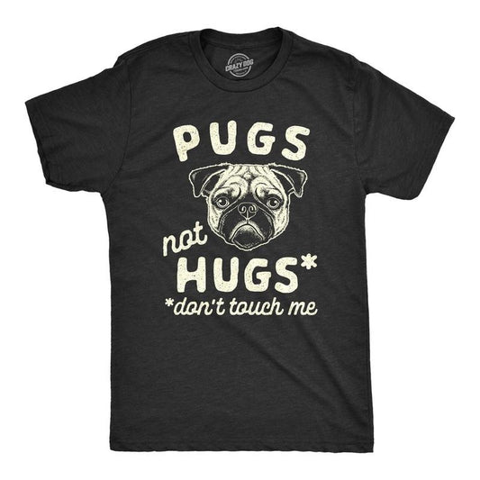 Mens Pugs Not Hugs Don't Touch Me T Shirt Funny Dog Social Distancing Quarantine Tee Mens Funny T Shirts Cool Tees Soft Stylish Casual Black