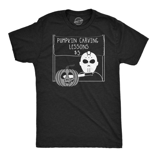 Mens Pumpkin Carving Lessons Horror T Shirt Funny Halloween Shirt for Guys Mens Funny T Shirts Cool Tees Soft Stylish...