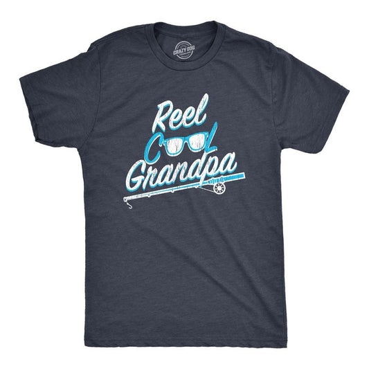 Mens Reel Cool Grandpa T Shirt Funny Sarcastic Fishing Joke Pole Tee For Guys Mens Funny T Shirts Cool Tees Soft Stylish Casual Menswear Grandpa Apparel for Men Funny Fishing Short Sleeve Novelty Tees Navy