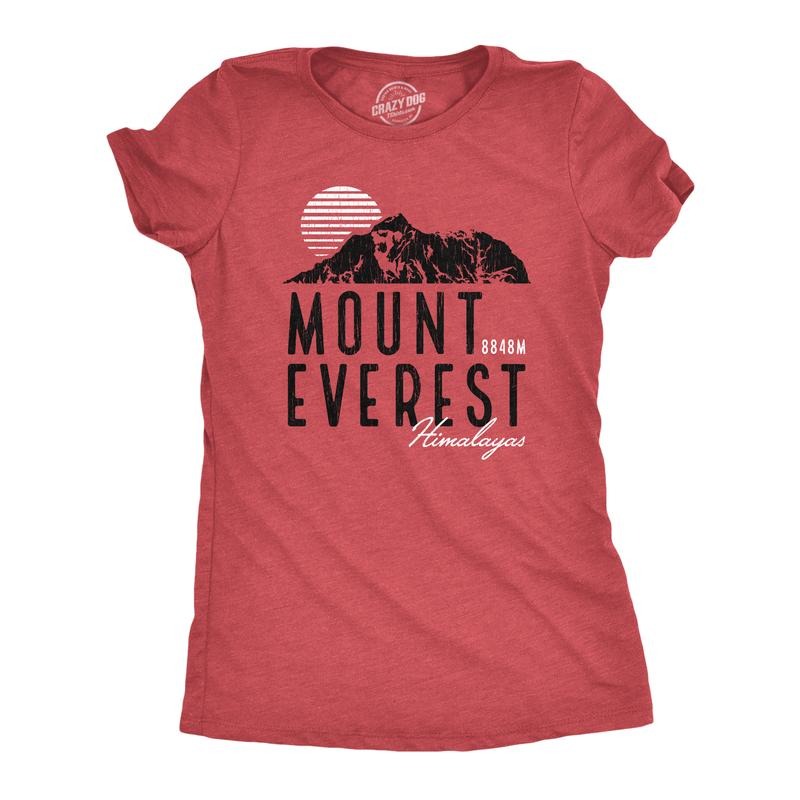 Mens Retro Mount Everest T Shirt Funny Camping Saying Vintage Mountain Graphic Novelty Tee Funny Womens T Shirts Cute Slimming Top Comfortable Soft Womenswear Vintage Tops for Women Funny Camping Top Red
