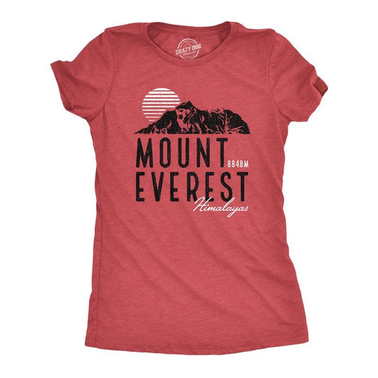 Mens Retro Mount Everest T Shirt Funny Camping Saying Vintage Mountain Graphic Novelty Tee Funny Womens T Shirts Cute Slimming Top Comfortable Soft Womenswear Vintage Tops for Women Funny Camping Top Red