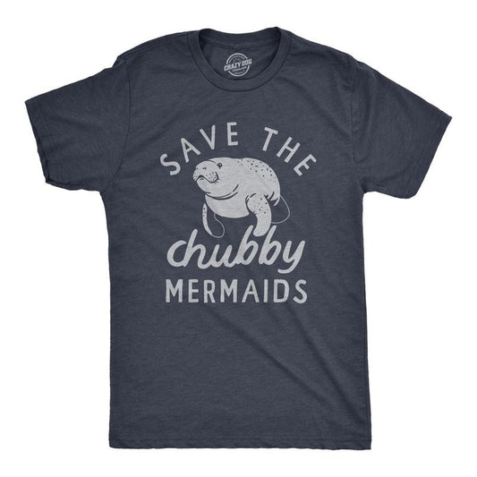 Mens Save The Chubby Mermaids T Shirt Funny Cute Manitee Preservation Tee For Guys Mens Funny T Shirts Cool Tees Soft...