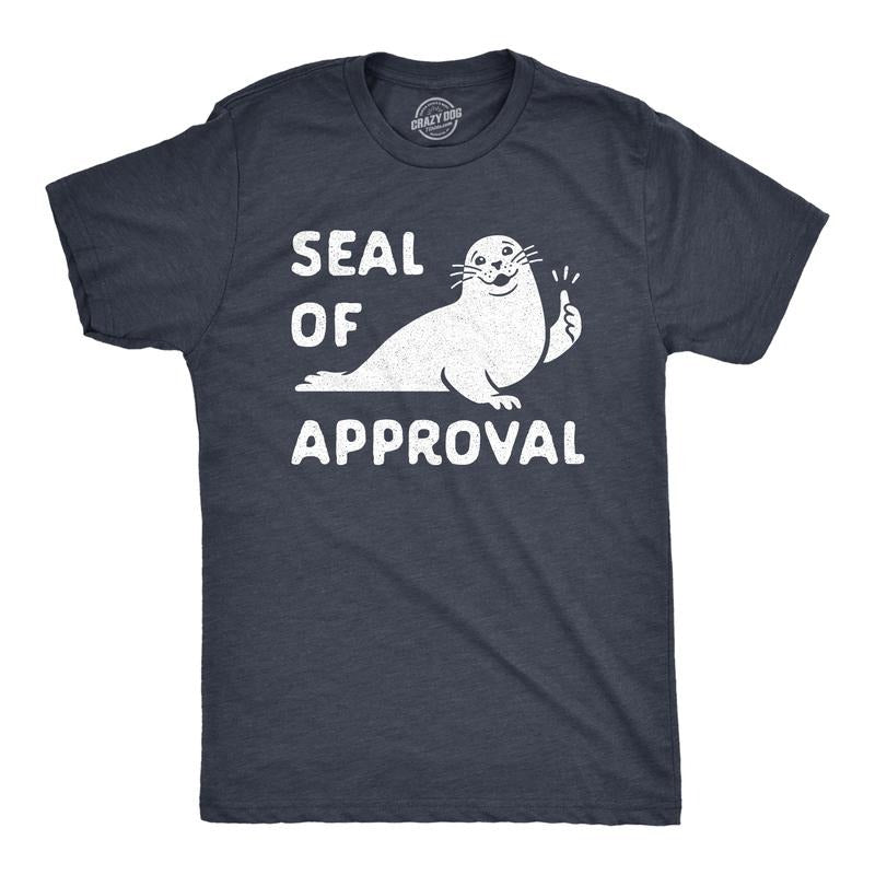 Mens Seal Of Approval T Shirt Funny Pun Graphic Novelty Sea Animal Graphic Tee Mens Funny T Shirts Cool Tees Soft Stylish...
