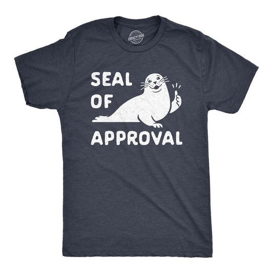 Mens Seal Of Approval T Shirt Funny Pun Graphic Novelty Sea Animal Graphic Tee Mens Funny T Shirts Cool Tees Soft Stylish...
