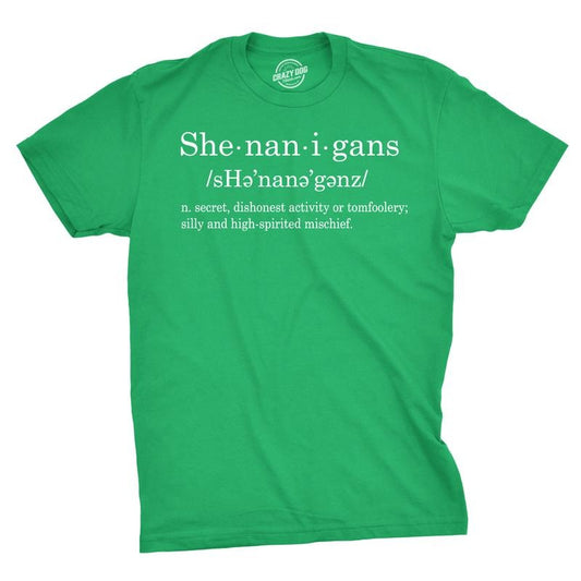 Mens Shenanigans Definition T Shirt Funny Saint Patricks Day St Patty Shamrock Mens Funny T Shirts Cool Tees Soft Stylish...