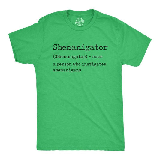 Mens Shenanigator T Shirt Funny St Patricks Day Party Parade Graphic Novelty Tee Mens Funny T Shirts Cool Tees Soft...