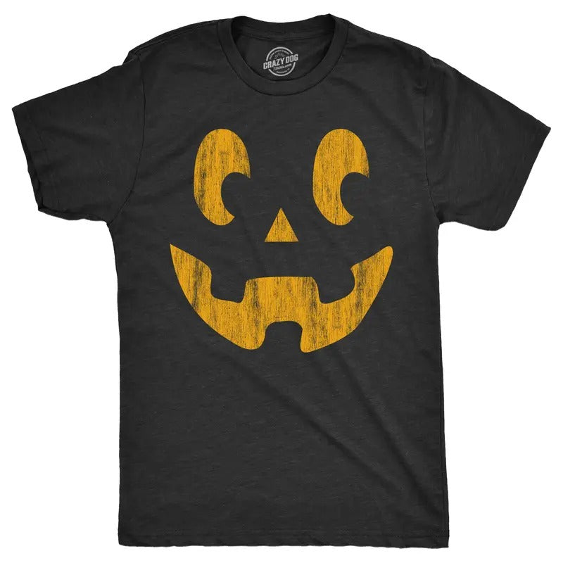 Mens Side Eye Steve Pumpkin T Shirt Funny Halloween Jack O Lantern Weird Smile Tee For Guys Mens Funny T Shirts Cool Tees Soft Stylish Casual Menswear Halloween Apparel for Men Novelty Tees for Guys Black -