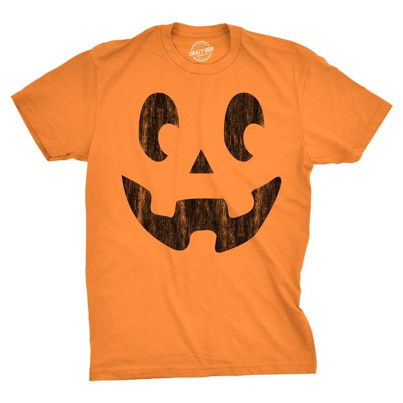 Mens Side Eye Steve Pumpkin T Shirt Funny Halloween Jack O Lantern Weird Smile Tee For Guys Mens Funny T Shirts Cool Tees Soft Stylish Casual Menswear Halloween Apparel for Men Novelty Tees for Guys Orange - M