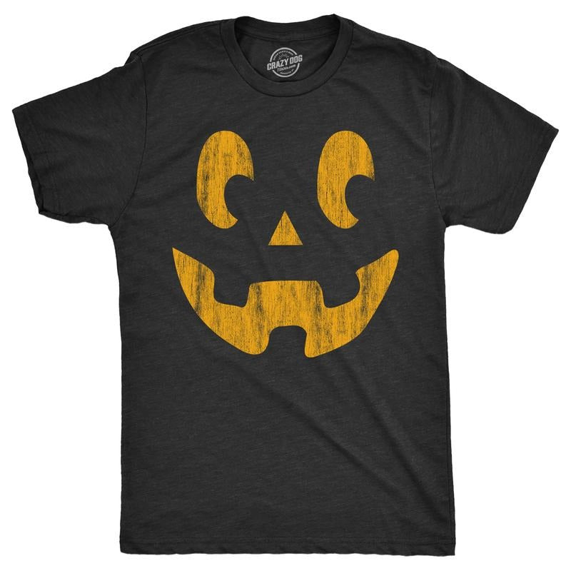 Mens Side Eye Steve Pumpkin T Shirt Funny Halloween Jack O Lantern Weird Smile Tee For Guys Mens Funny T Shirts Cool Tees Soft Stylish Casual Menswear Halloween Apparel for Men Novelty Tees for Guys Black - S