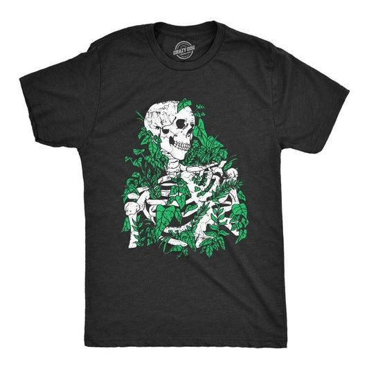 Mens Skeleton Overgrown Plants T Shirt Funny Death Nature Lovers Tee for Guys Mens Funny T Shirts Cool Tees Soft Stylish Casual Black -
