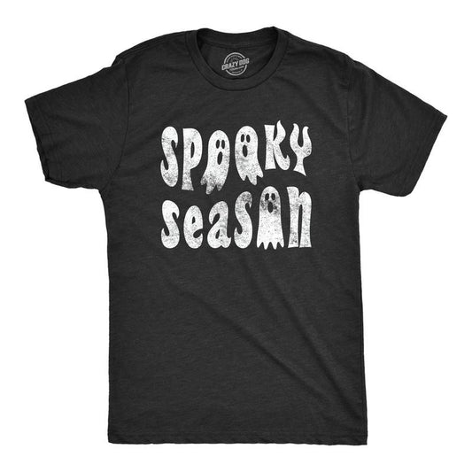 Mens Spooky Season T Shirt Funny Creepy Halloween Ghost Fall Lovers Tee For Guys Mens Funny T Shirts Cool Tees Soft Stylish Casual Menswear Halloween Apparel for Men Novelty Tees for Guys Black -