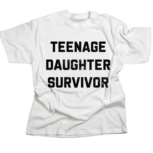 Mens Teenage Daughter Survivor T-shirt Funny Father, For Men, For Women, Unisex Style, 100% Cotton, Menswear Tops Hoodie,...