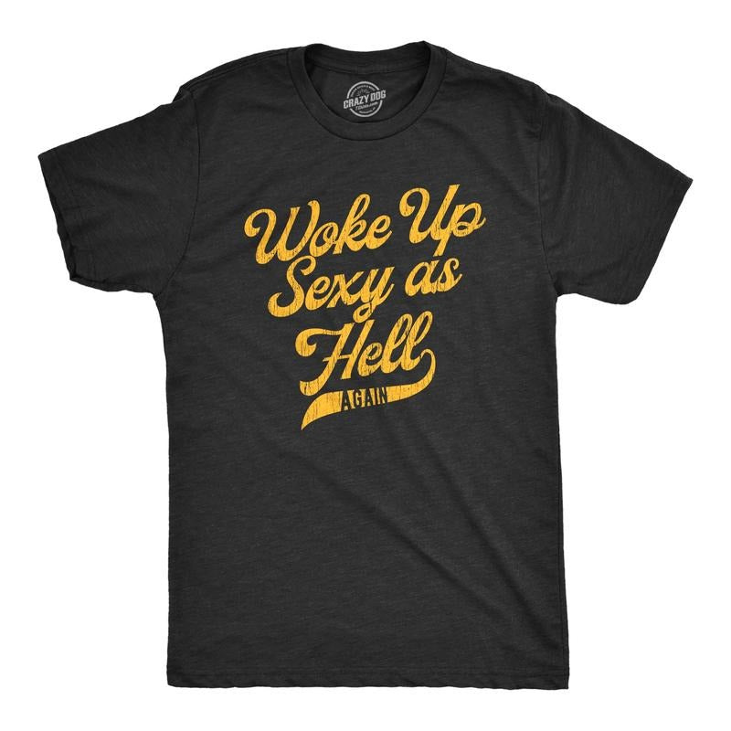 Mens Woke Up Sexy As Hell Again Tshirt Funny Attractive Hot Graphic Novelty Tee Hoodie, Sweatshirt | WearSparks.com