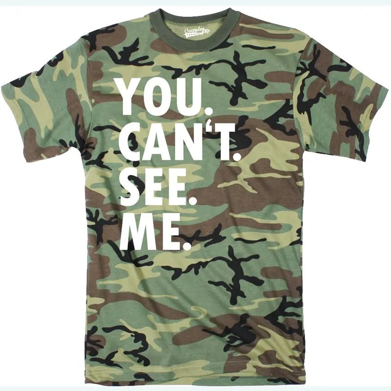 Mens You Cant See Me T shirt Funny Hunting Camouflage Sarcastic Adult Humor Tee Mens Funny T Shirts Cool Tees Soft Stylish Casual Menswear Funny Hunting Short Sleeve Novelty Tees for Guys Camo