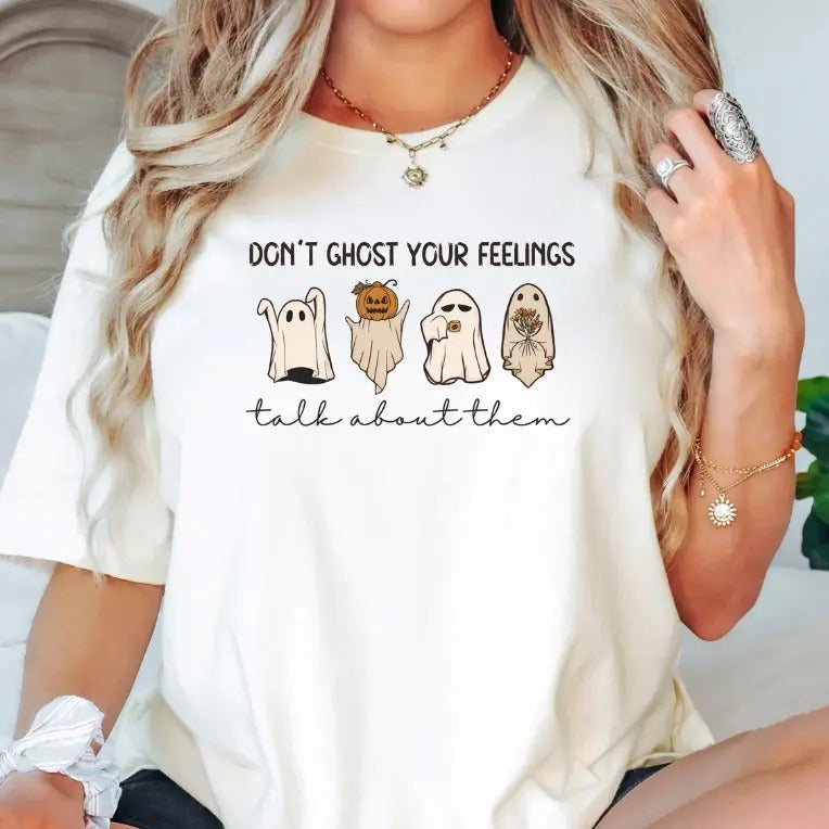 Mental Health Halloween Shirt, Don't Ghost Your Feelings, Mental Health Awareness, Halloween School Psychologist Shirt, School Counselor