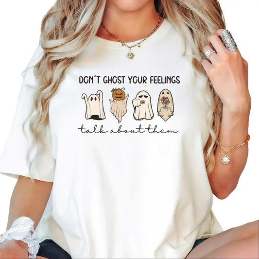 Mental Health Halloween Tshirt, Don't Ghost Your Feelings, Mental Health Awareness, Halloween School Psychologist Comfort Colors Shirt, School Counselor