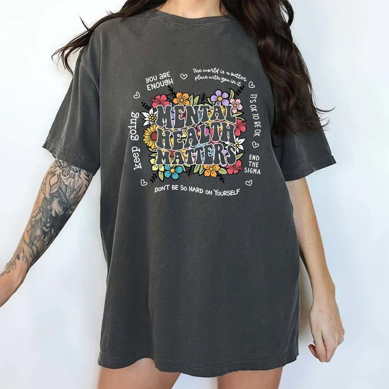 Mental Health Matters Shirt, Mental Health Shirts, You Are Enough Tshirt, Women Inspirational Graphic Printed Shirts,...