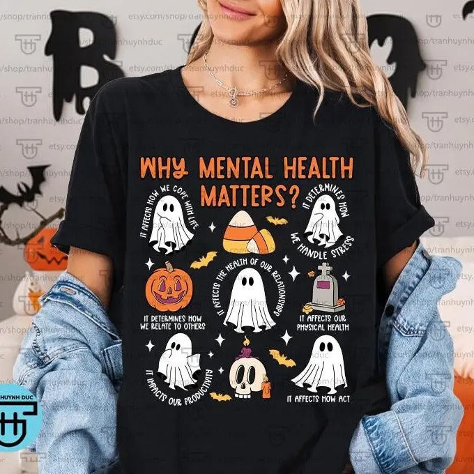 Mental Health Shirt Halloween Therapist School Counselor Halloween Shirt School Psychologist Teacher Funny Halloween Shirt Unisex Sweatshirt