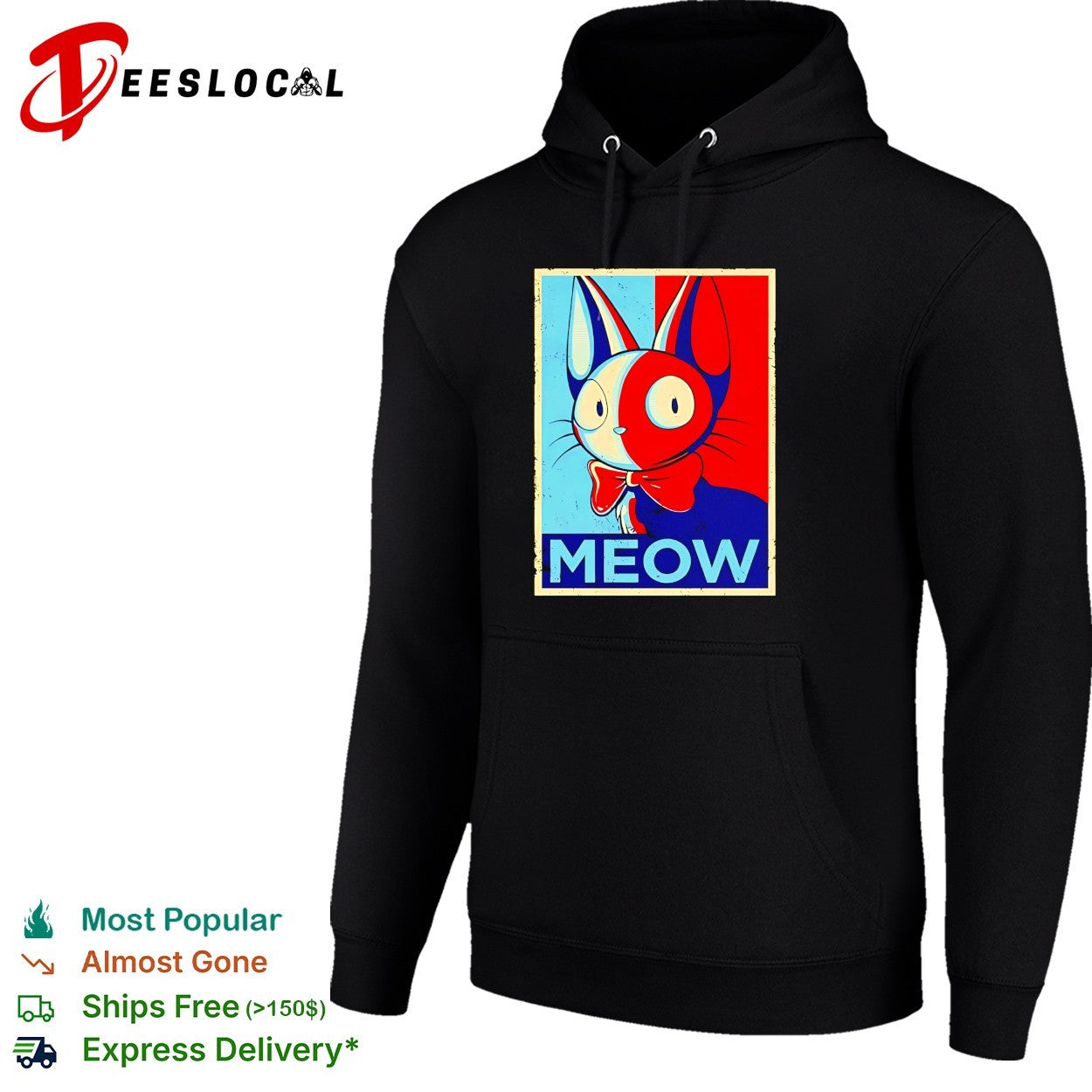 Meow poster cat bow tie shirt