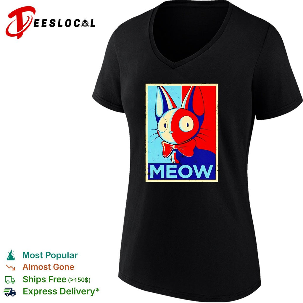 Meow poster cat bow tie shirt