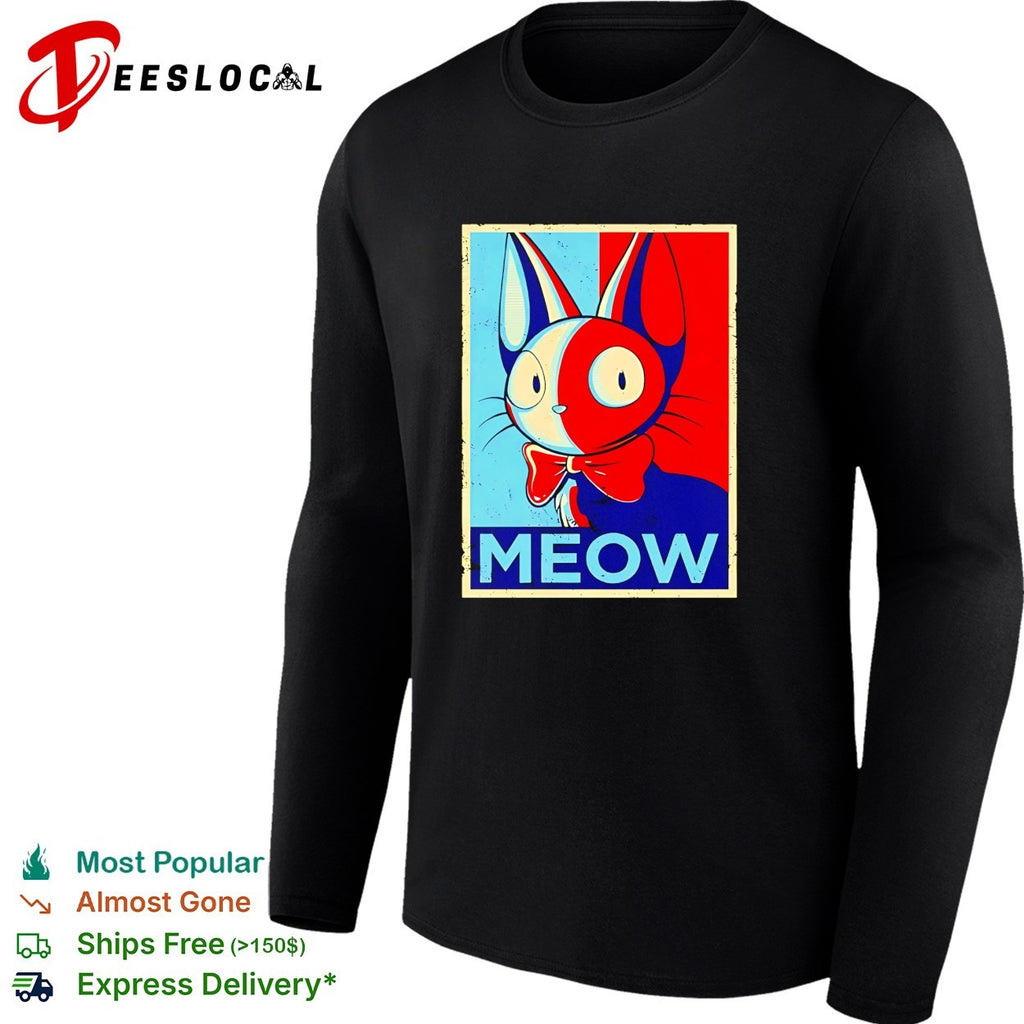 Meow poster cat bow tie shirt