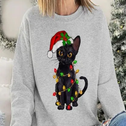 Meowy Christmas Sweatshirt - Vintage 90s Cat Crhistmas - Unisex Fabric - Loose Fit - Pullover