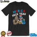 Merica Heck Yeah Uncle Sam and Bigfoot Drinking Beer Patriotic T Shirt