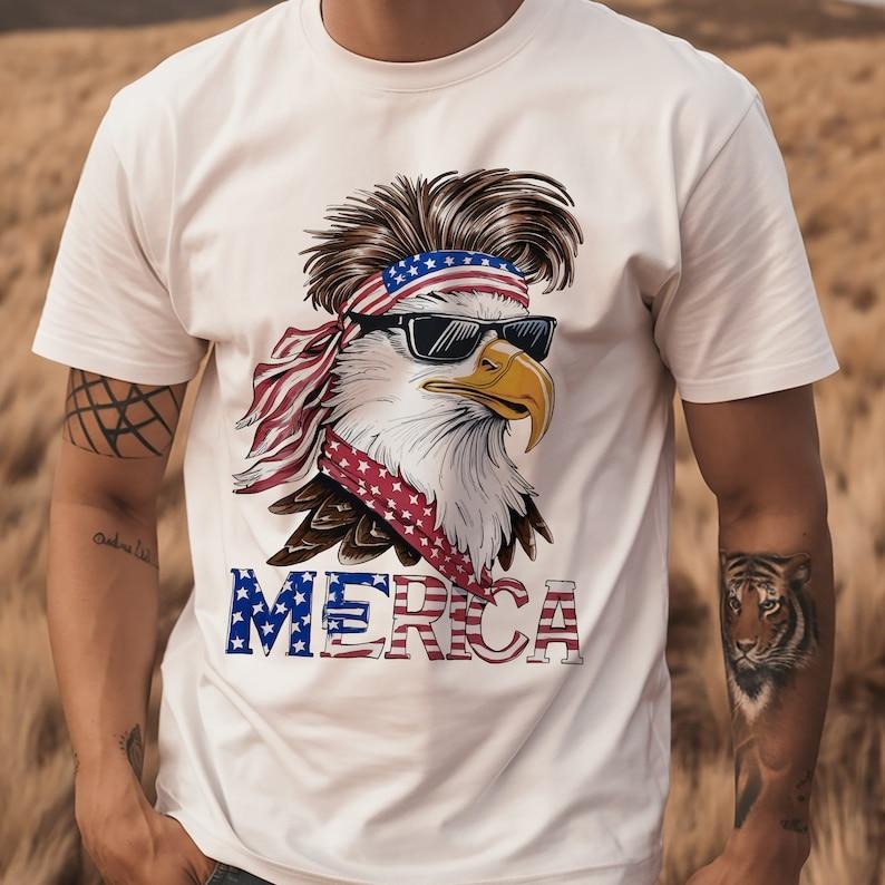 Merica Mullet Eagle Shirt 2024 USA trendy 4th fourth of July T-shirts  T-shirt, sweater and Hoodie