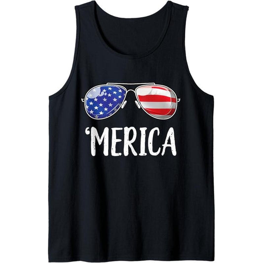 Merica Sunglasses 4th of July Boys Girls Men Women USA Flag Tank Top made in USA