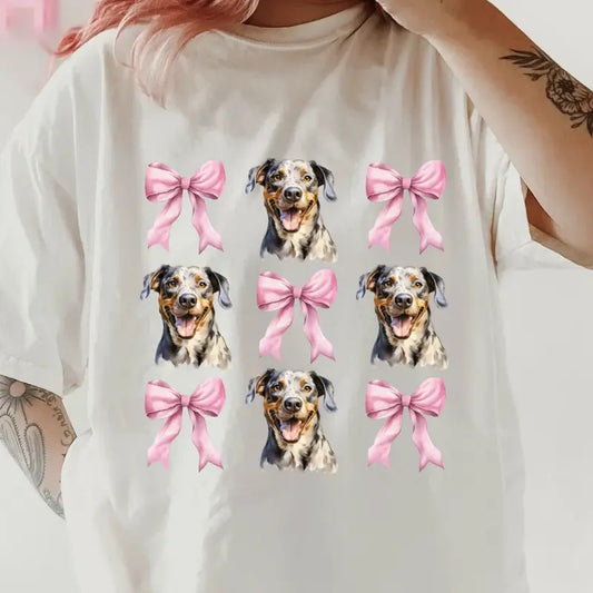 Merle Catahoula With Bows Shirt~ Unisex Apparel Relaxed Fit Printed In The USA Clothing Womenswear Casual Comfort Cotton Top Athletic Boho Chic