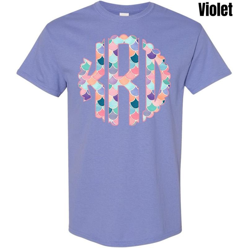 Mermaid Monogram Gildan Short Sleeve T-Shirt 'NLB' Hoodie, Sweatshirt | WearSparks.com