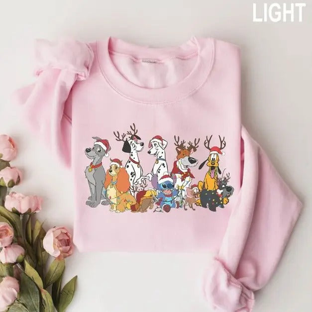 Merry Christmas Dogs Sweatshirt, Retro Dog Vintage Christmas Shirt, Dog Mom Shirt, Dog Lovers Movie Shirt, Christmas 2024 Tee, For Men, For Women