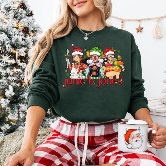 Merry Christmas Junie B Jones Sweatshirt, Junie B Book Lover T-shirt, Teacher Christmas Shirt, Children's Book Christmas, Santa Junie B Tee