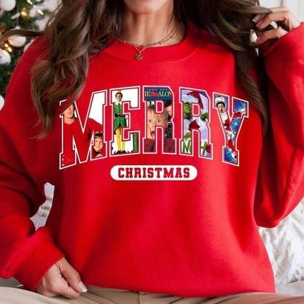 Merry Christmas Movie Sweatshirt, Retro Christmas Character Sweatshirt
