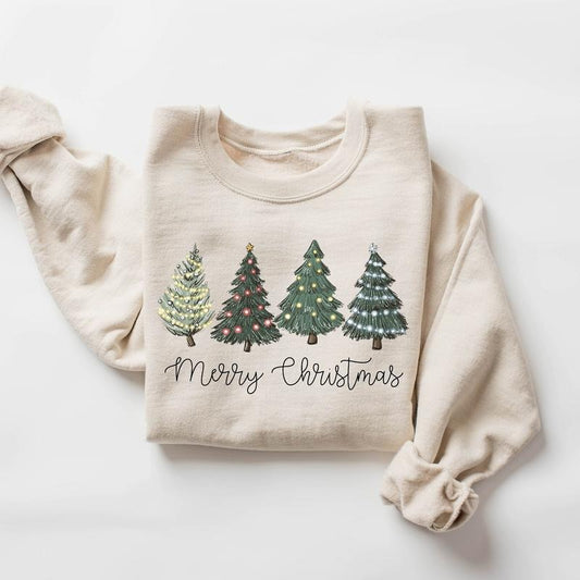 Merry Christmas Pine Trees Sweatshirt, Christmas Trees Sweater, Christmas Trees Winter Shirt, Winter Xmas Holiday T-Shirt, Gift For Christmas