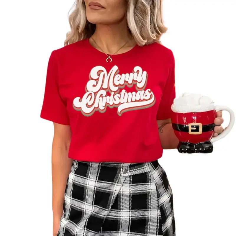 Merry Christmas Shirt Womenswear Top Streetwear Shortsleeve Hoodie, Sweatshirt | WearSparks.com
