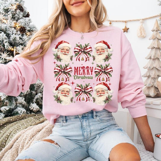 Merry Christmas Sweatshirt, Christmas Shirts, Coquette Christmas, Christmas Shirt for Women, Christmas Crewneck Sweatshirt, Holiday Sweater