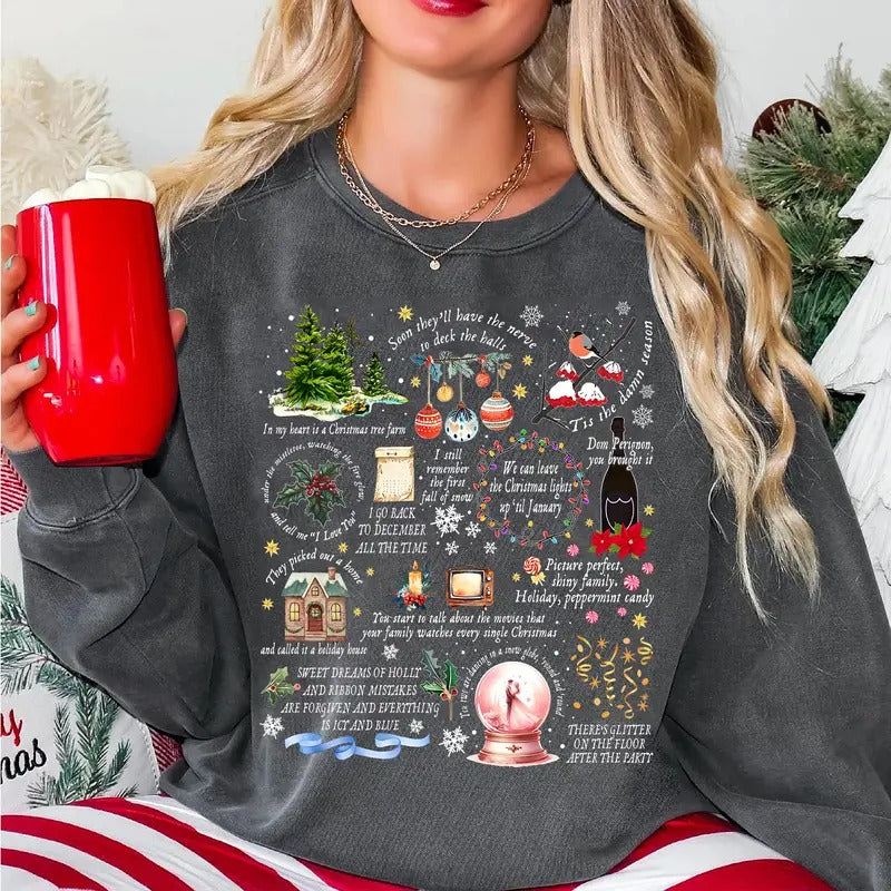 Merry Christmas Sweatshirt, Christmas Song Lyrics Sweatshirt, Cute Christmas Shirt, Retro Xmas Sweater, Fan Christmas Gift Shirt, Retro Christmas Sweatshirt, Holiday Sweatshirt, Christmas Song Shirt