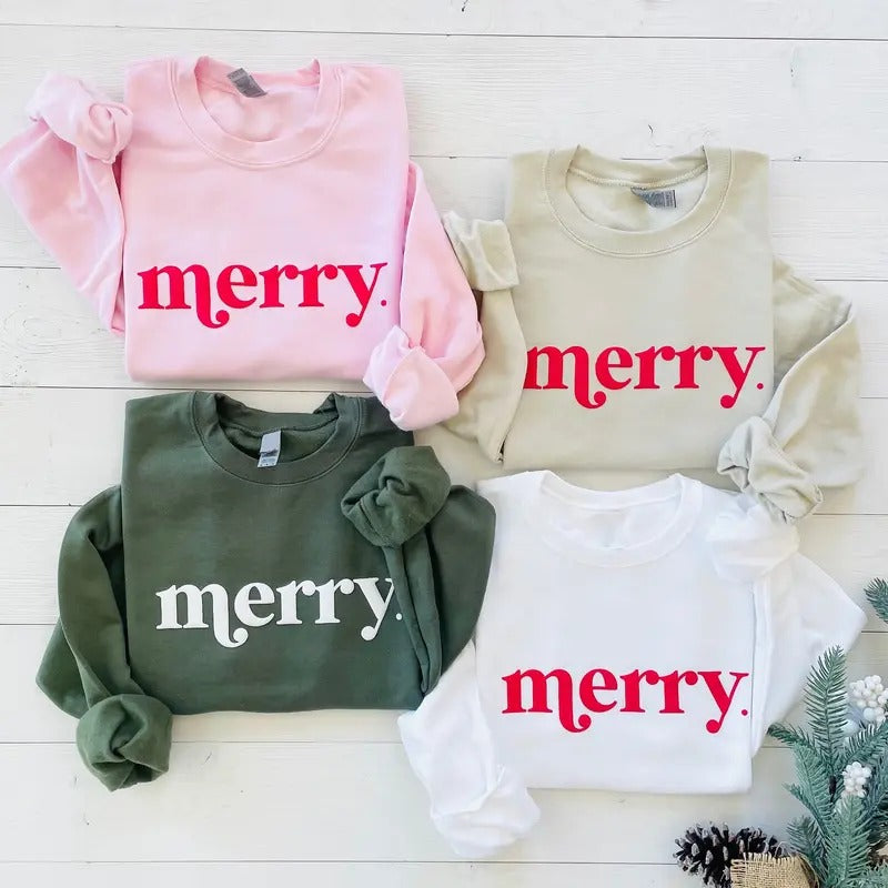Merry Christmas Sweatshirt, Cute Christmas Shirt For Women, Winter Holiday Sweater, Merry Christmas Sweatshirt, Christmas Crewneck Sweatshirt, Xmas Tee