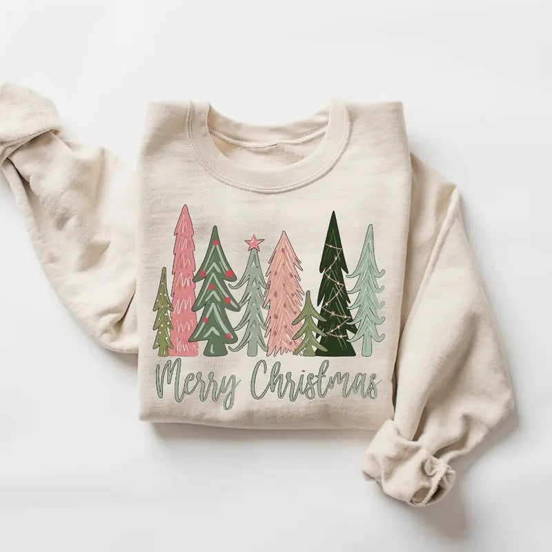 Merry Christmas Tree Sweatshirt, Christmas Tree Sweatshirt, Merry And Bright Christmas Sweatshirt, Winter Holiday Sweater, Christmas Holiday Shirt, Winter Shirt, Xmas Christmas Gift