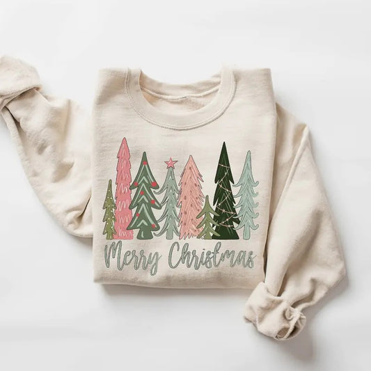 Merry Christmas Tree Sweatshirt, Christmas Tree Sweatshirt, Merry And Bright Christmas Sweatshirt, Winter Holiday Sweater, Christmas Holiday Shirt, Winter Shirt, Xmas Christmas Gift