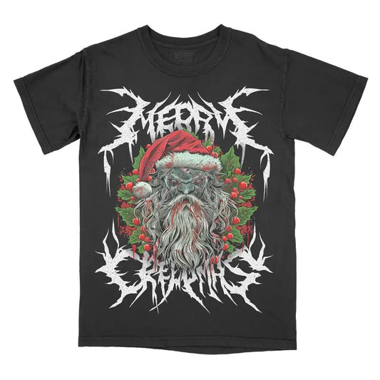 Merry Creepmas Graphic Tee - Comfort Colors Shirt Metal Santa Christmas Unisex Top