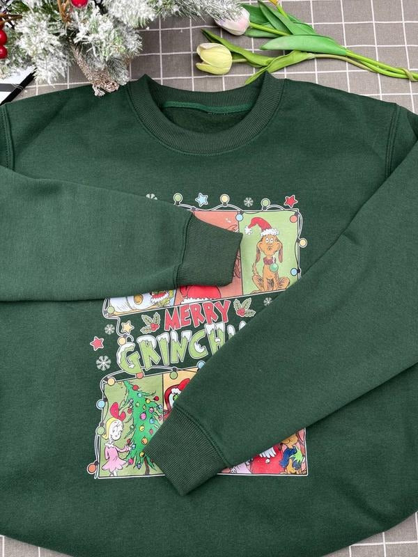 Merry Griinchmas Two Sided Sweatshirt - Christmas Party Tee - Trendy Xmas Sweater - Retro Sweatshirt - Winter Tee - Comfort, Pullover