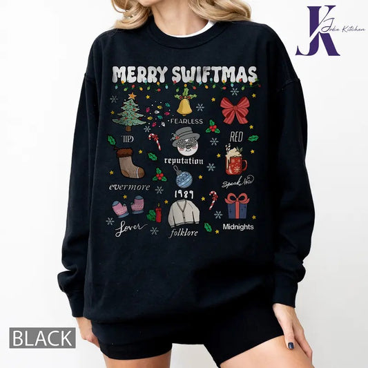 Merry Swlftmas Christmas Songs Lyrics Comfort Colors Shirt, Merry Swiftmas Sweatshirt, Music Fan Christmas
